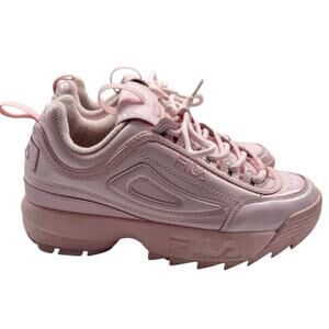 Fila Disruptor 2 Pink Patent Leather Chunky Platform Sneaker Women’s Size 9